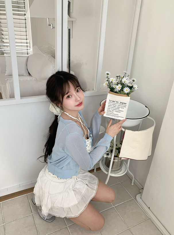 2Wayカップ付き小花柄レースリボンキャミソール