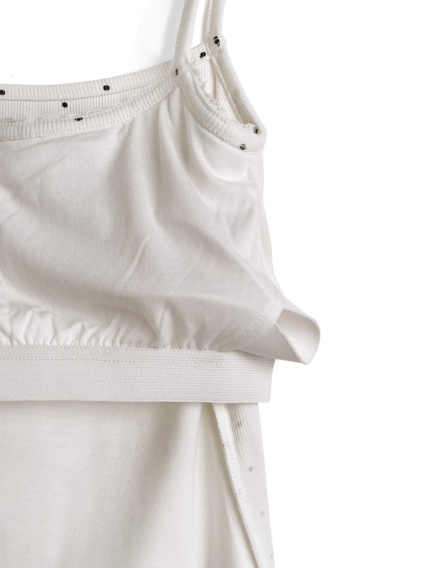 カップ付きドット柄レースリボンキャミソール