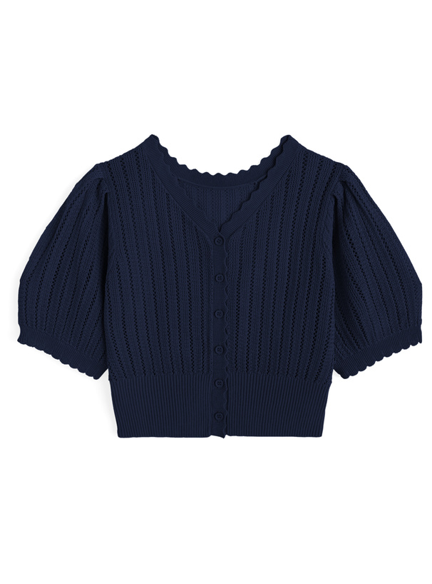 透かし編みショート丈ニットカーディガン