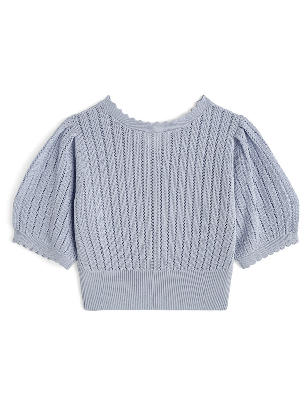 透かし編みショート丈ニットカーディガン