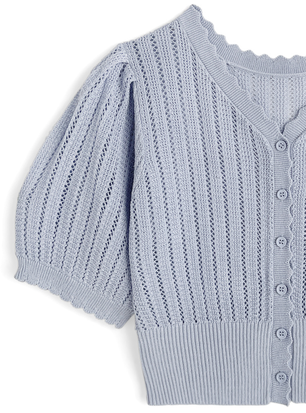 透かし編みショート丈ニットカーディガン