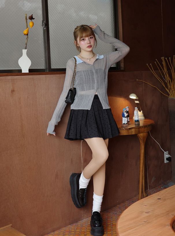 リブニットカーディガン