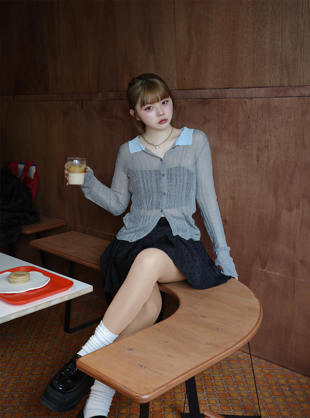 リブニットカーディガン