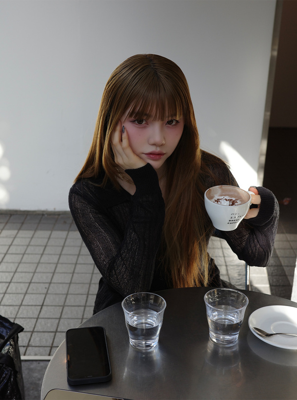 リブニットカーディガン