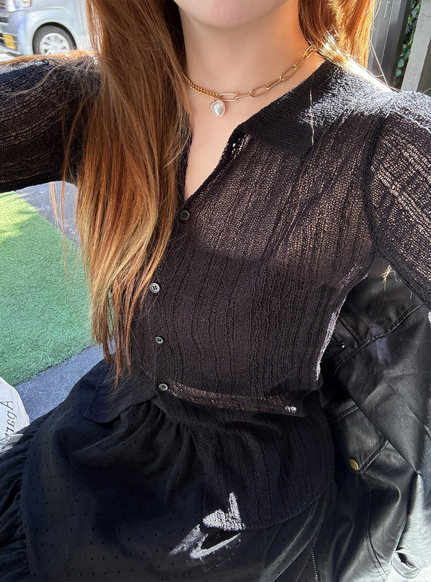 リブニットカーディガン