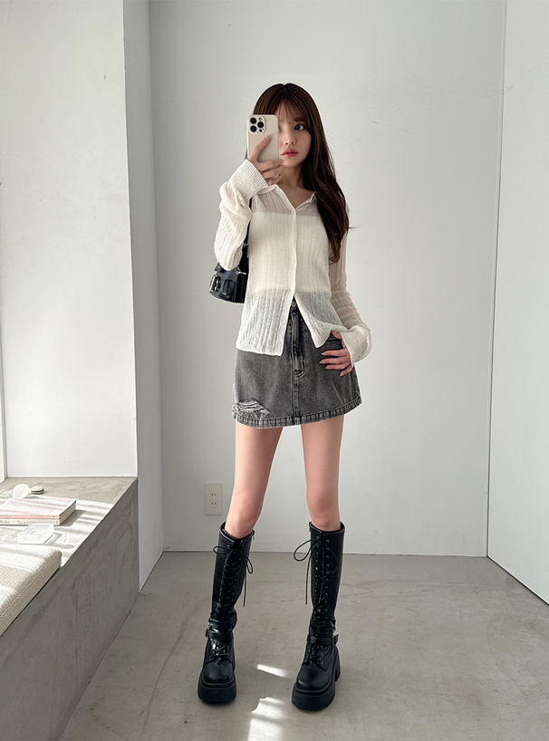 リブニットカーディガン