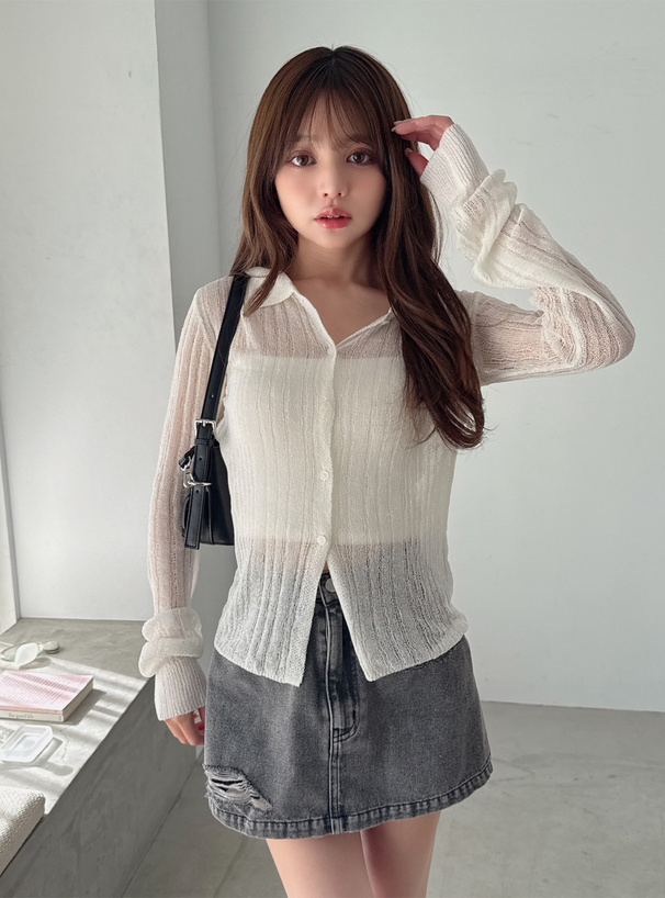 リブニットカーディガン