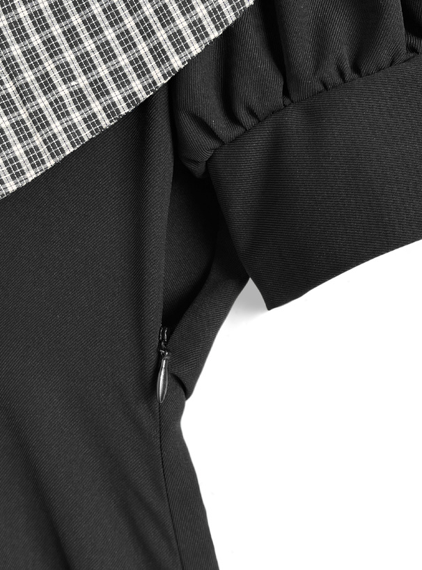 チェック柄リボンオフショルダーミニワンピース