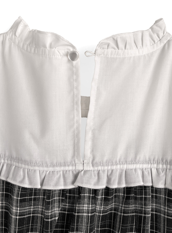 チェック柄ボレロドッキングミニフレアミニワンピース