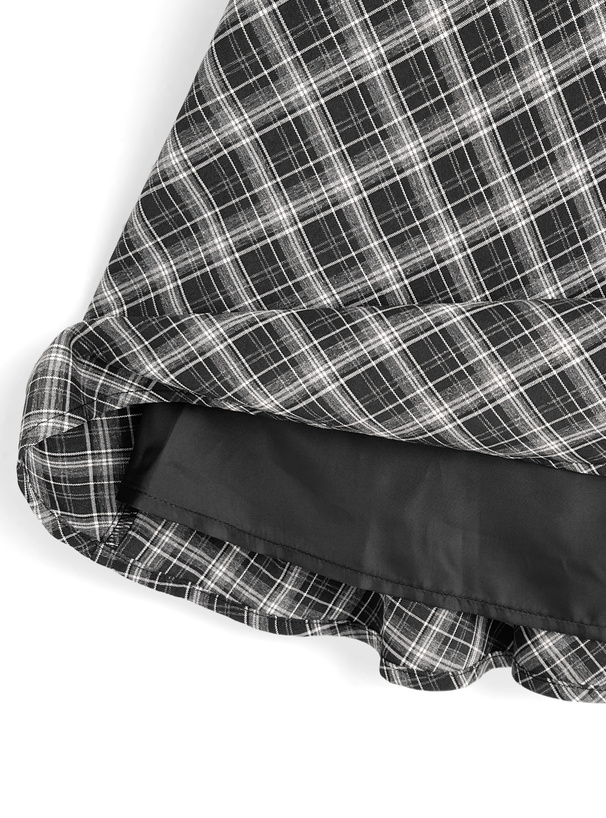 チェック柄ボレロドッキングミニフレアミニワンピース