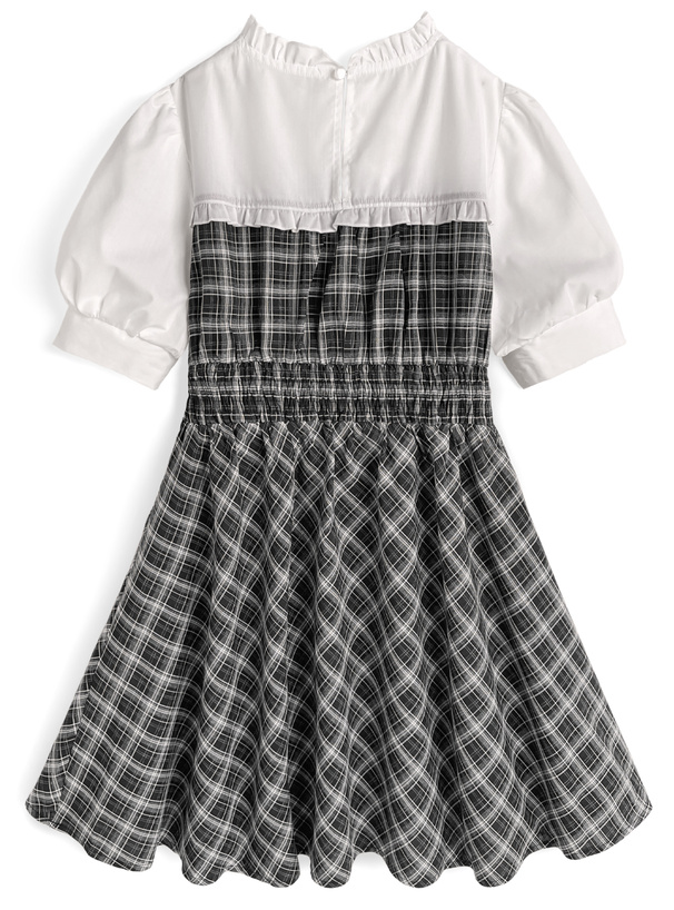 チェック柄ボレロドッキングミニフレアミニワンピース