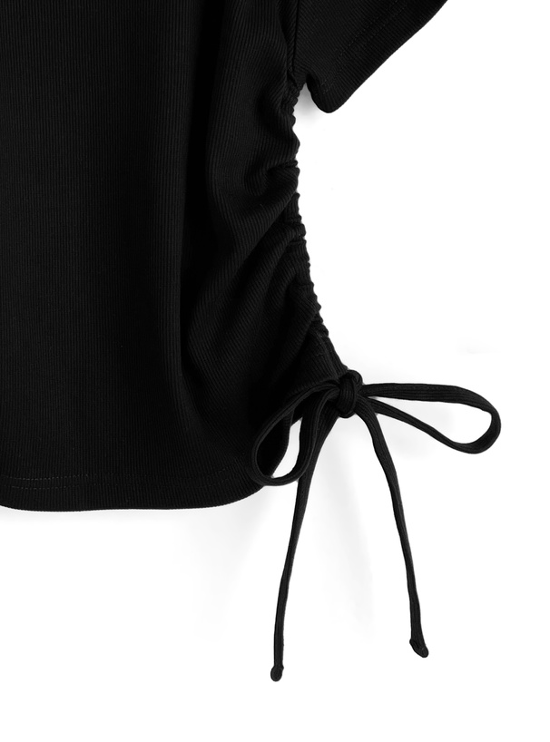 ワンショルダーベルトサイドドロストトップス