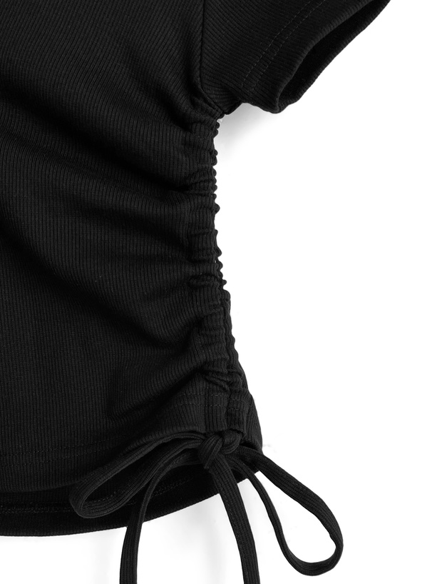 ワンショルダーベルトサイドドロストトップス