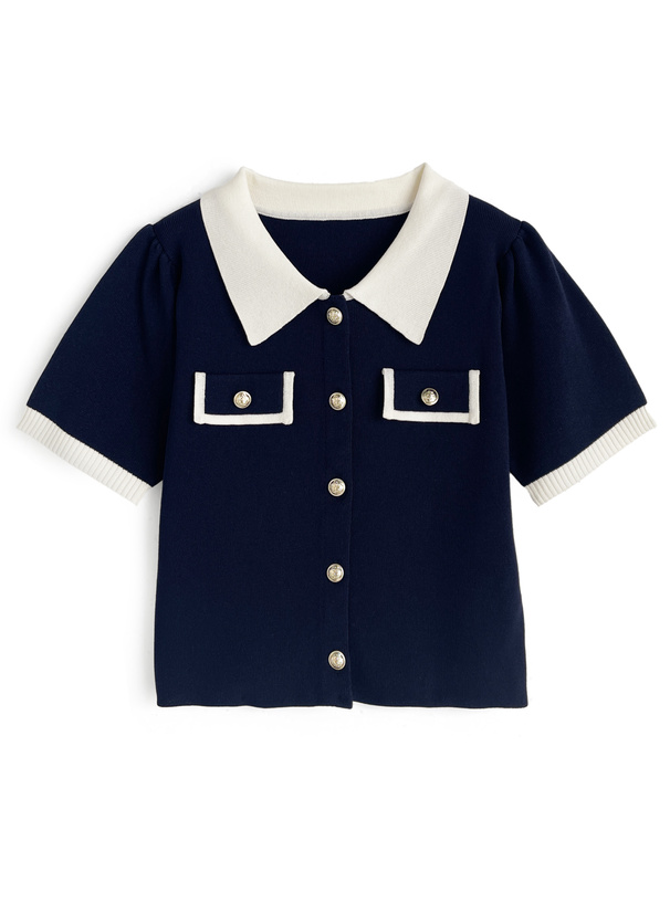 配色ニットカーディガン