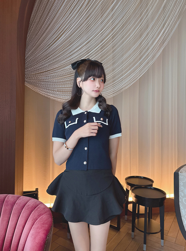 配色ニットカーディガン