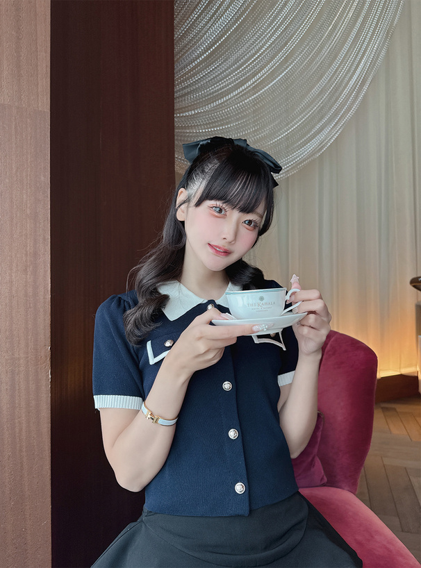 配色ニットカーディガン