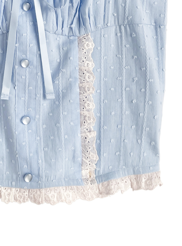 ドビードットレースギャザーキャミソールトップス