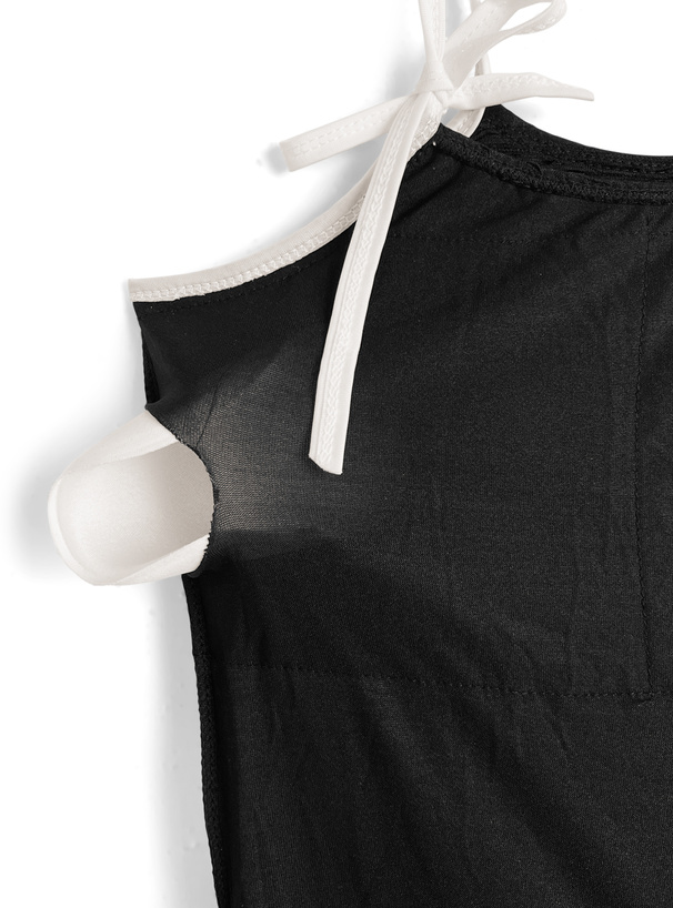 ボレロ付き配色リボンバルーンワンピース水着