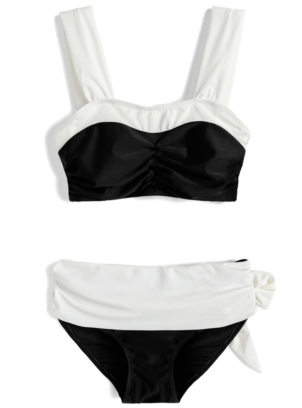 配色リボンビキニ水着