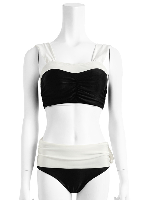 配色リボンビキニ水着