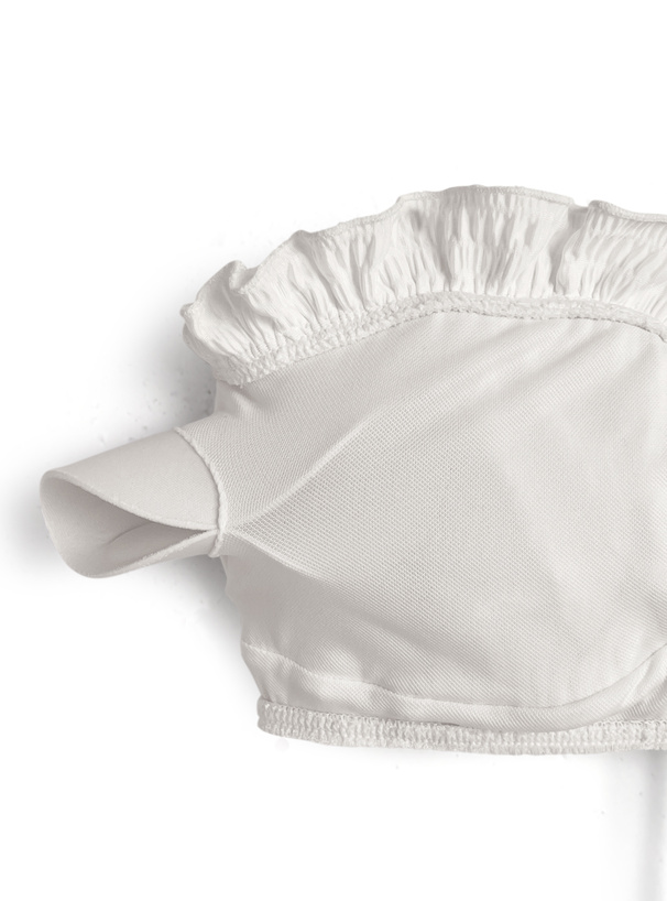 スカート付き配色リボンオフショルダーフリルビキニ水着