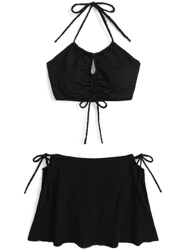 スカート付きホルターネックビキニ水着