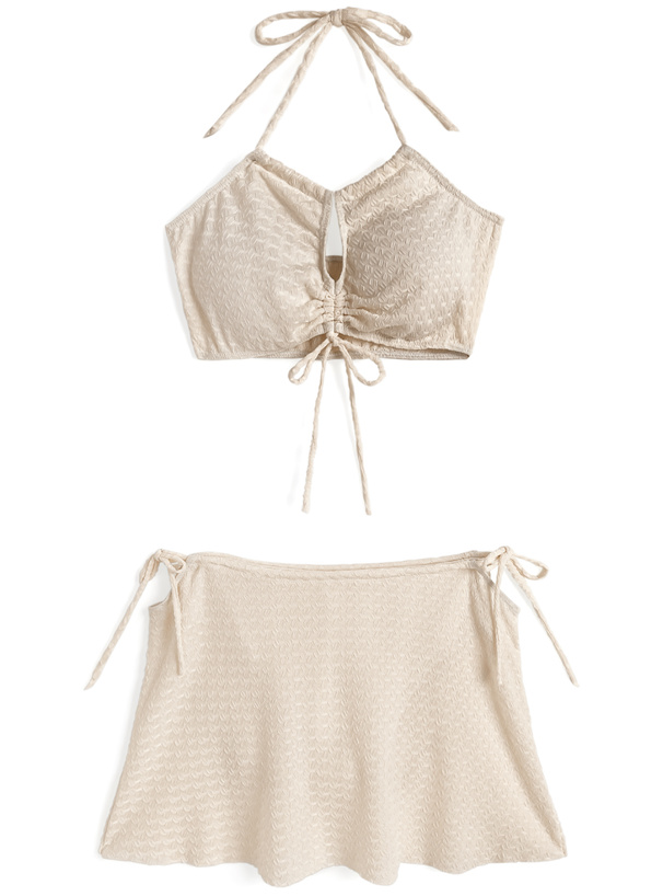 スカート付きホルターネックビキニ水着