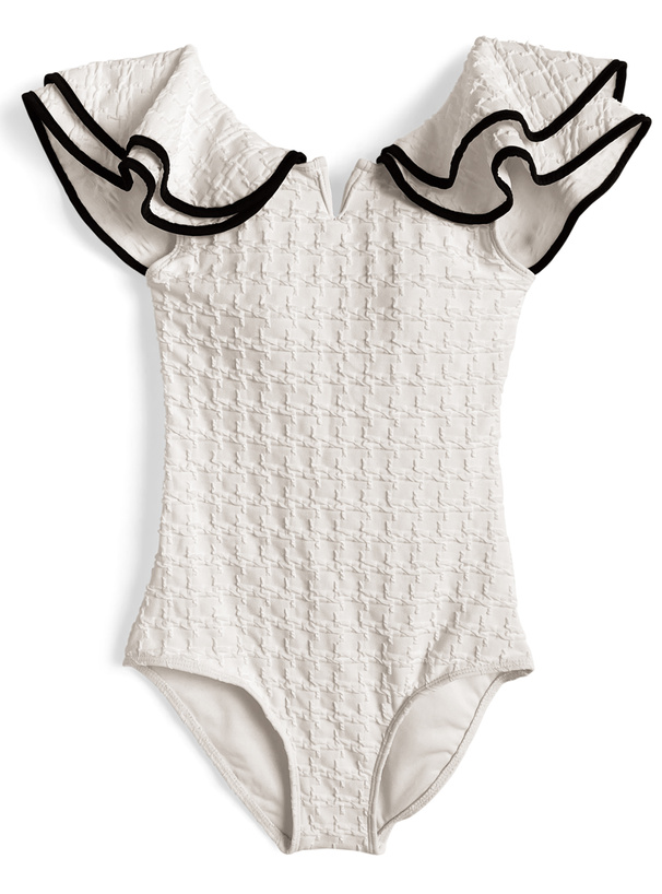 配色パイピングフリルワンピース水着