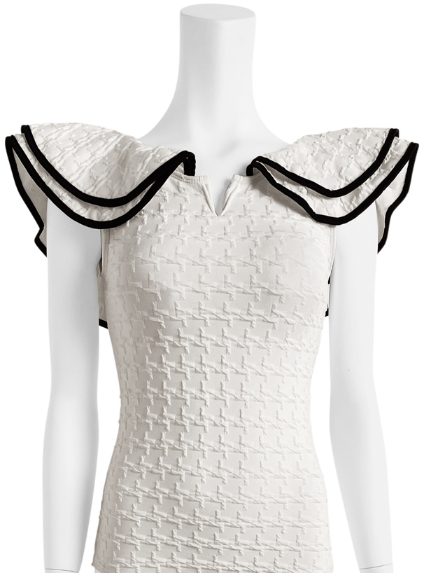 配色パイピングフリルワンピース水着