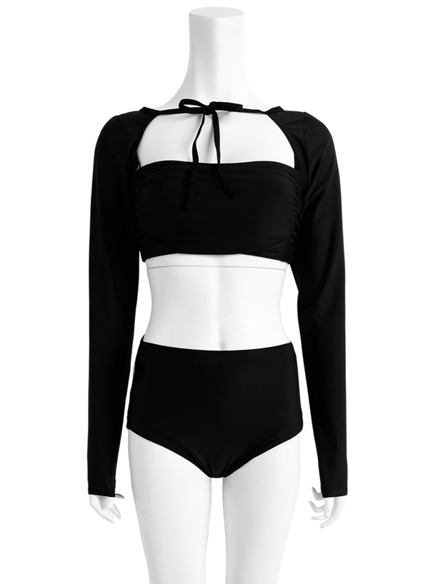 ボレロ付ギャザーハイウエストビキニ水着