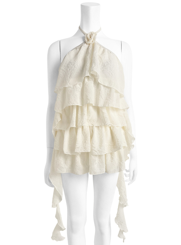 インパン付きホルターネックティアードフリルワンピース水着