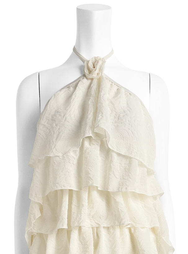 インパン付きホルターネックティアードフリルワンピース水着