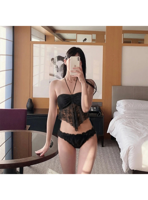 ホルターネックレースビキニ水着