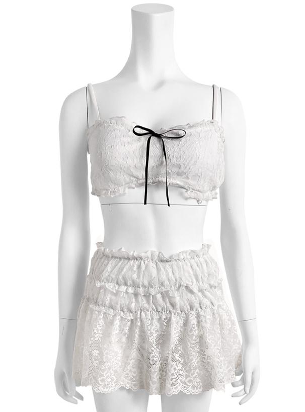 スカート付きリボンビキニ水着