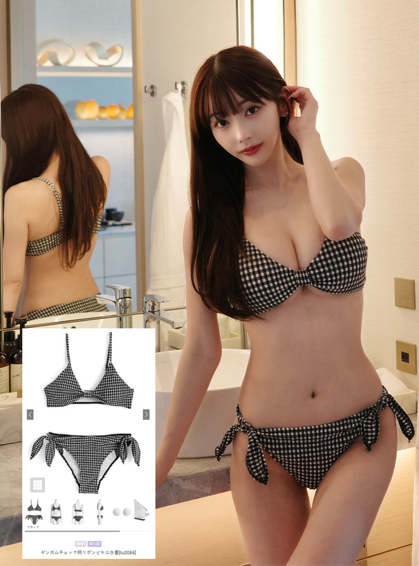 ギンガムチェック柄リボンビキニ水着[tu2084] | レディース