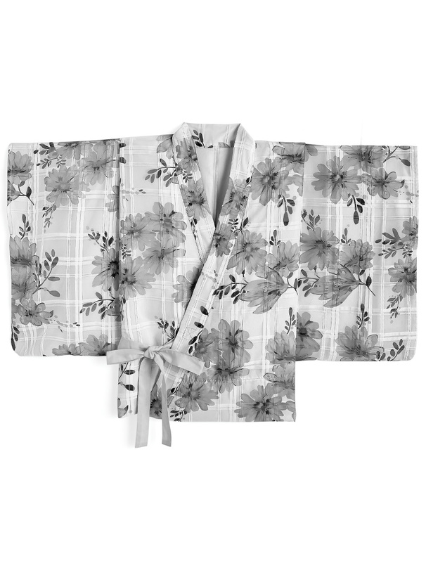 3点セット2Way花柄チェックオーガンジーセパレート浴衣