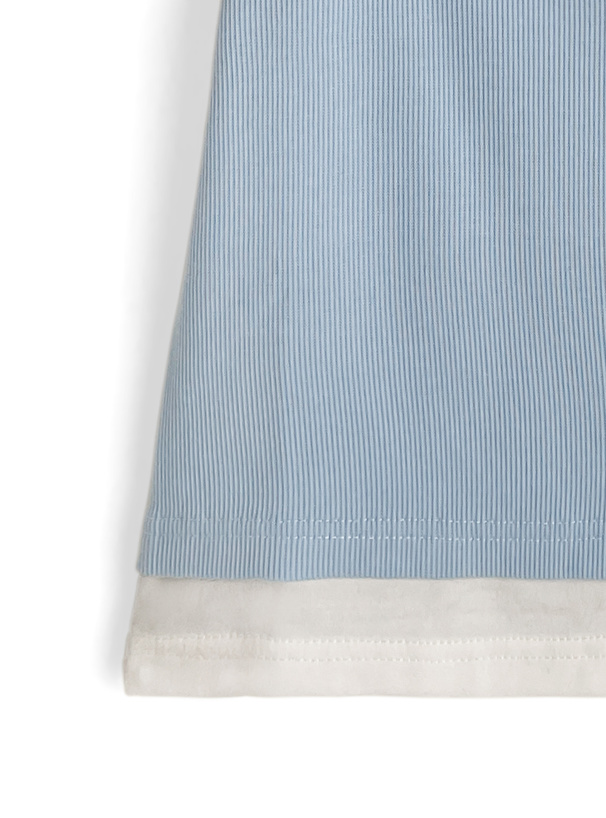 キャミソールレイヤード風ヘンリーネックリブトップス