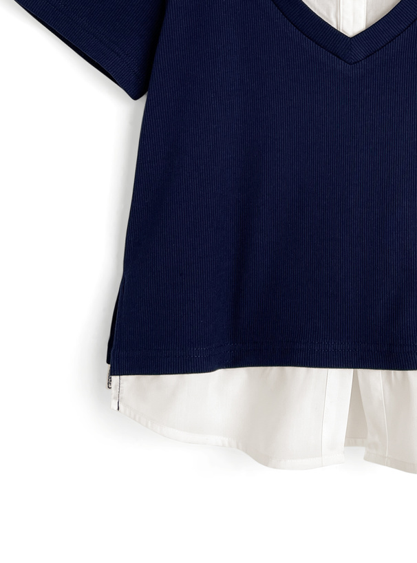 シャツレイヤード風リブトップス