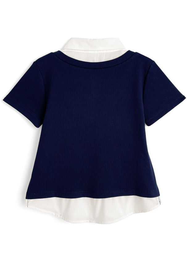 シャツレイヤード風リブトップス