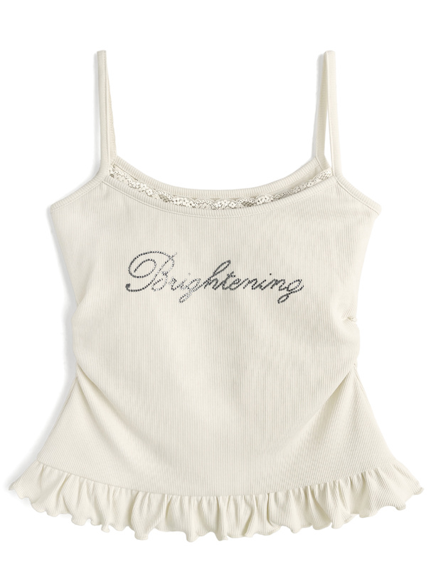 カップ付きラインストーンロゴフリルキャミソール