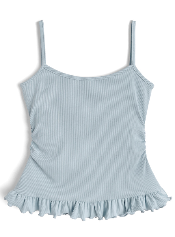カップ付きラインストーンロゴフリルキャミソール