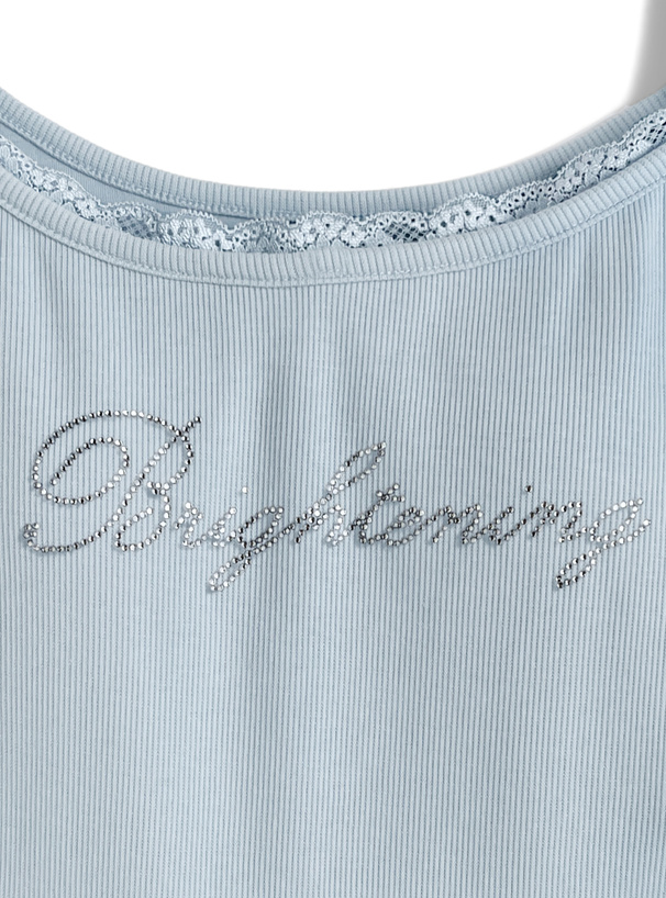 カップ付きラインストーンロゴフリルキャミソール