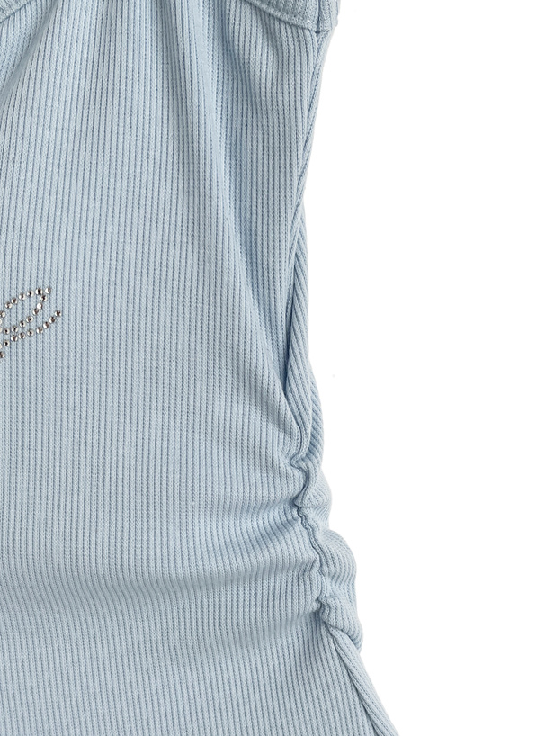 カップ付きラインストーンロゴフリルキャミソール