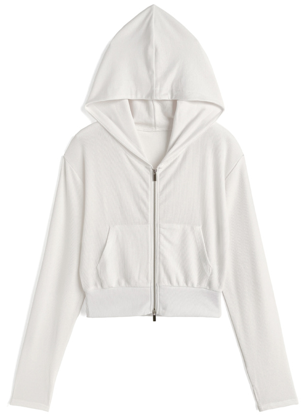 UVカットサムホール付きショート丈パーカー