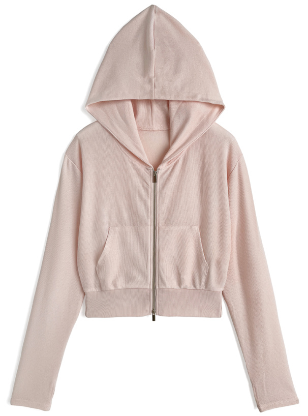 UVカットサムホール付きショート丈パーカー