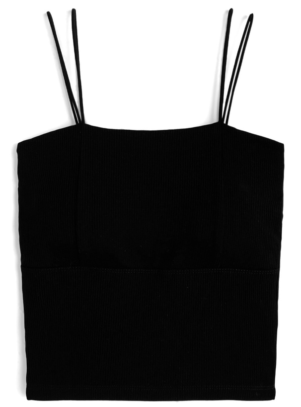 カップ付きダブルストラップショート丈キャミソール