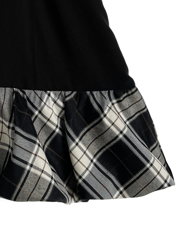 インパン裏地付きチェック柄バルーンミニスカート