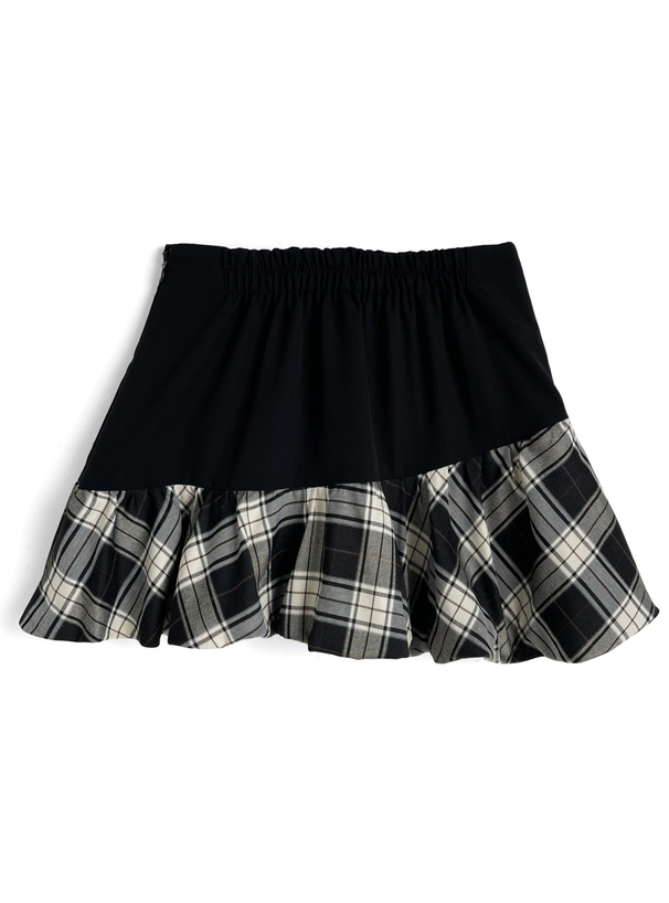 インパン裏地付きチェック柄バルーンミニスカート