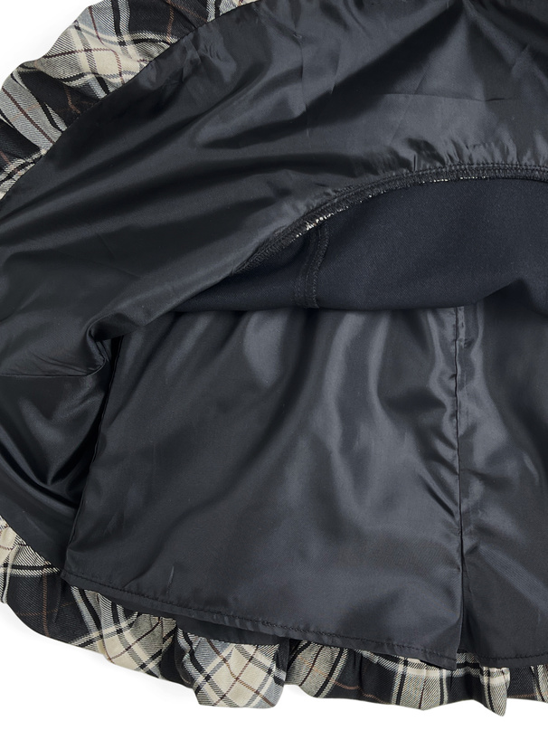 インパン裏地付きチェック柄バルーンミニスカート