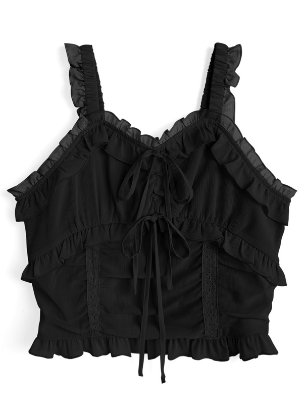 ダブルリボンフリルキャミソールトップス